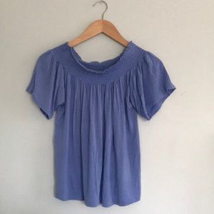 Light Blue Off the Shoulder Shirt